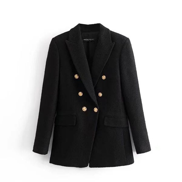women's suits & blazers xeasy 2021 tweed elegant women vintage black long sleeve slim office lady blazer female double breasted streetw, White;black
women's suits & blazers xeasy 2021 tweed elegant women vintage black long sleeve slim office lady blazer female double breasted streetw, White;black