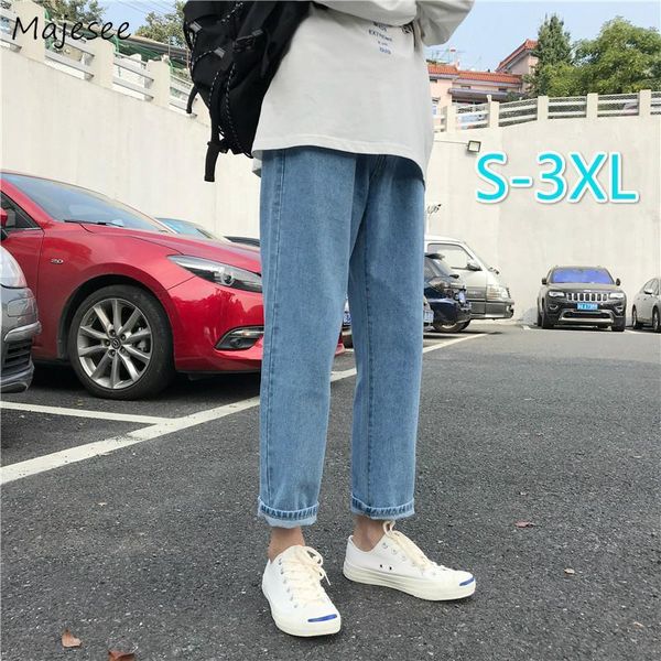 men jeans denim ankle-length bottoms plus size 3xl loose solid retro all-match straight trendy trousers teenagers leisure, Blue
men jeans denim ankle-length bottoms plus size 3xl loose solid retro all-match straight trendy trousers teenagers leisure, Blue