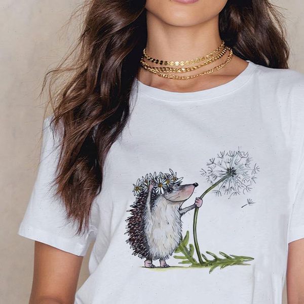 cute hedgehog dandelion print women t shirts short sleeve o neck loose tee clothes camisetas mujer, White
cute hedgehog dandelion print women t shirts short sleeve o neck loose tee clothes camisetas mujer, White