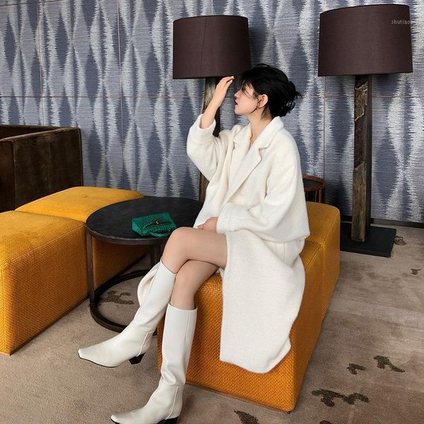 women's wool & blends autumn winter white furry mid-length woolen jackets for women 2021 korean fashion loose drape cloth coat female a, Black
women's wool & blends autumn winter white furry mid-length woolen jackets for women 2021 korean fashion loose drape cloth coat female a, Black