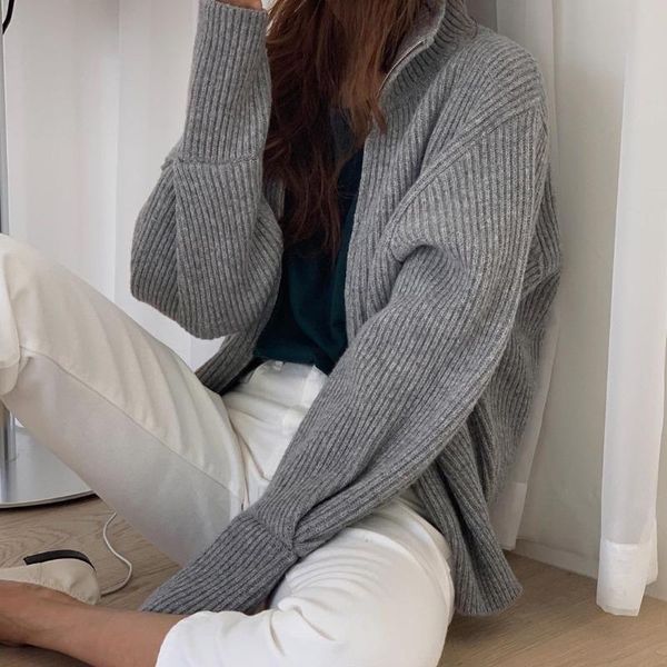 women's jackets solid turtleneck zipper loose knitted jacket female coat sweater warmth all-match outwear women autumn winter, Black;brown
women's jackets solid turtleneck zipper loose knitted jacket female coat sweater warmth all-match outwear women autumn winter, Black;brown