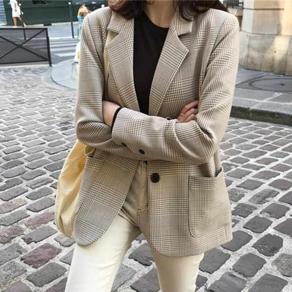women's suits & blazers 2021 autumn winter elegant plaid casual buttons pockets jackets notched vintage wild, White;black
women's suits & blazers 2021 autumn winter elegant plaid casual buttons pockets jackets notched vintage wild, White;black