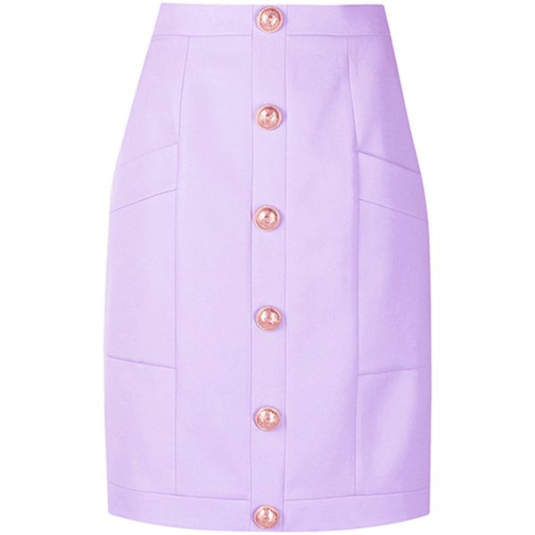 

high street est s/s designer fashion women's lion buttons embellished pockets skirt 210521, Black