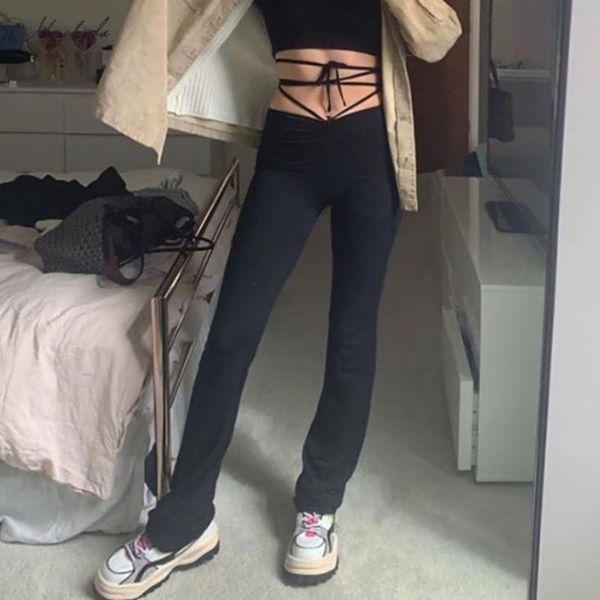 women's pants & capris macheda black high waist lace up bandage straight women street casual slim trousers lady elastic solid leisure 2, Black;white
women's pants & capris macheda black high waist lace up bandage straight women street casual slim trousers lady elastic solid leisure 2, Black;white