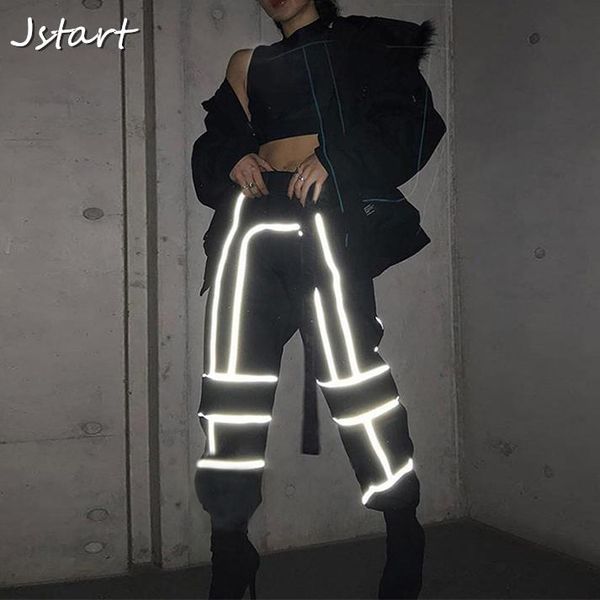 women's pants & capris women flash reflective with belt streetwear luminous elastic trousers night running fashion club loose high wais, Black;white
women's pants & capris women flash reflective with belt streetwear luminous elastic trousers night running fashion club loose high wais, Black;white