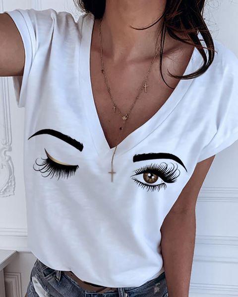 v neck big eyes womens t shirt print summer short sleeve elegant casual tee female woman camisetas mujer, White
v neck big eyes womens t shirt print summer short sleeve elegant casual tee female woman camisetas mujer, White