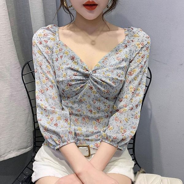 women's blouses & shirts spring summer women floral print pleated female square collar short chiffon long slevee streetwear, White
women's blouses & shirts spring summer women floral print pleated female square collar short chiffon long slevee streetwear, White