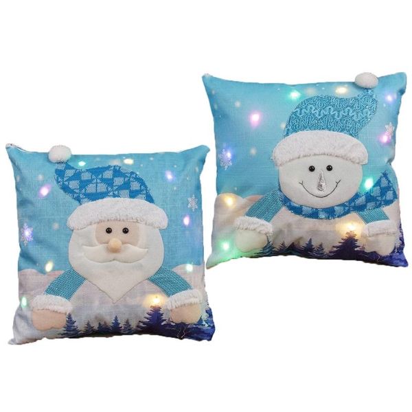 pillow case blue lighting christmas led flashing decorations cushion
