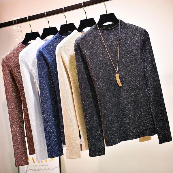 women's sweaters spring large size temperament sweater pure color slim half-high collar bright silk long-sleeve knitted z313, White;black
women's sweaters spring large size temperament sweater pure color slim half-high collar bright silk long-sleeve knitted z313, White;black