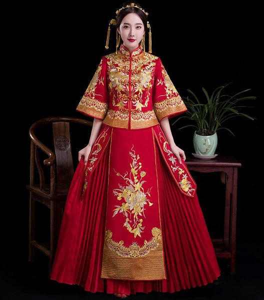 classic flower embroidery bride cheongsam marriage suit chinese wedding dress traditional qipao vestidos ethnic clothing, Red
classic flower embroidery bride cheongsam marriage suit chinese wedding dress traditional qipao vestidos ethnic clothing, Red
