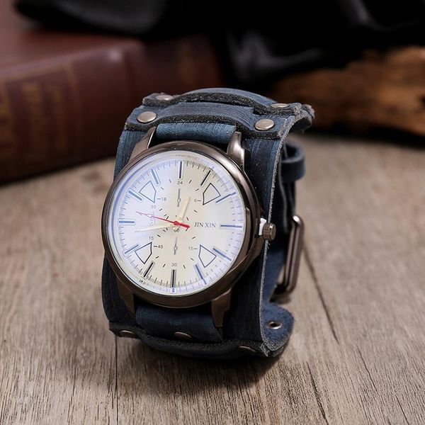 wristwatches cowboy retro watch men watches luxury wristwatch quartz fashion blue glass punk style relogio masculino, Slivery;brown
wristwatches cowboy retro watch men watches luxury wristwatch quartz fashion blue glass punk style relogio masculino, Slivery;brown