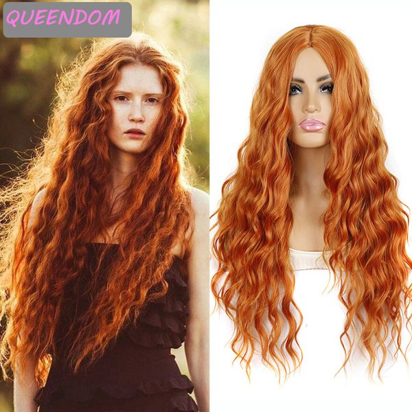 long water wave wigs for women 26 inch orange ginger natural wavy wig synthetic hair wig heat resistant middle part cosplay wig, Black
long water wave wigs for women 26 inch orange ginger natural wavy wig synthetic hair wig heat resistant middle part cosplay wig, Black