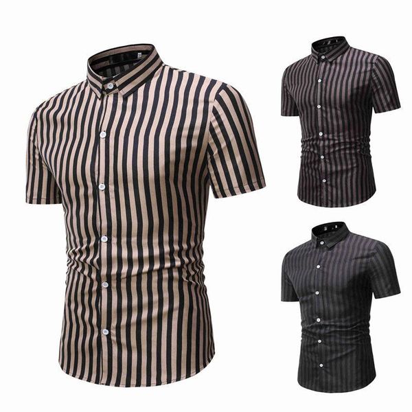 men's casual shirts short sleeved shirt turn down collar striped cardigan slim type single breasted, White;black
men's casual shirts short sleeved shirt turn down collar striped cardigan slim type single breasted, White;black