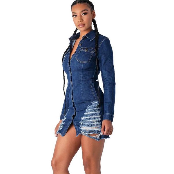 casual dresses women holes jeans dress buttons up turn down collar long sleeve denim mini night club party autumn outfits vestidos, Black;gray
casual dresses women holes jeans dress buttons up turn down collar long sleeve denim mini night club party autumn outfits vestidos, Black;gray