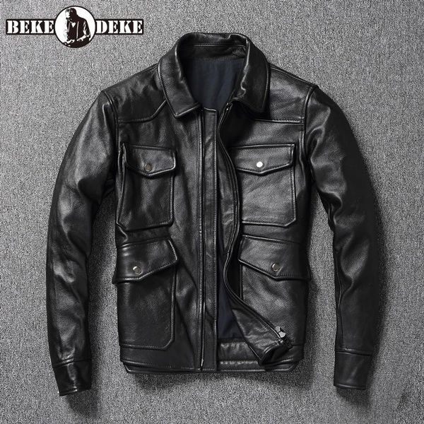 men's leather & faux spring autumn mens genuine jackets short zippers multi-pocket black turn-down collar slim large size biker coat
men's leather & faux spring autumn mens genuine jackets short zippers multi-pocket black turn-down collar slim large size biker coat