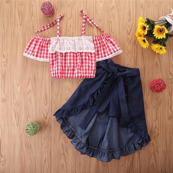 girls clothing sets summer plaid raglan sleeve t-shirt + lrregular trouser skirt 2pcs for kids clothes outfits, White
girls clothing sets summer plaid raglan sleeve t-shirt + lrregular trouser skirt 2pcs for kids clothes outfits, White
