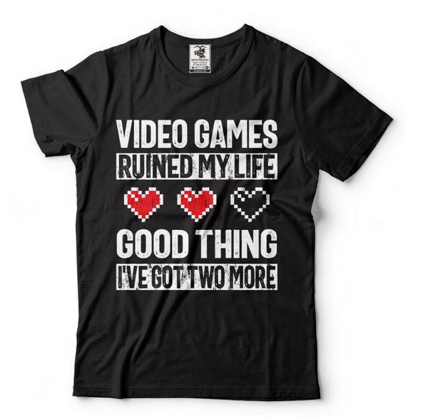 men's t-shirts video games ruined my life good things i've got two more gamer funny shirt, White;black
men's t-shirts video games ruined my life good things i've got two more gamer funny shirt, White;black