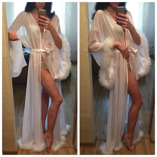 women's sleepwear women feathers robe collar perspective sheer long lingerie bridal nightgown bathrobe pajamas maternity dress, Black;red
women's sleepwear women feathers robe collar perspective sheer long lingerie bridal nightgown bathrobe pajamas maternity dress, Black;red