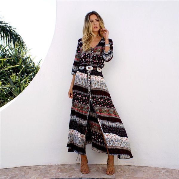 casual dresses beach holiday maxi dress women floral print elegant boho long v-neck split party robe femme, Black;gray
casual dresses beach holiday maxi dress women floral print elegant boho long v-neck split party robe femme, Black;gray
