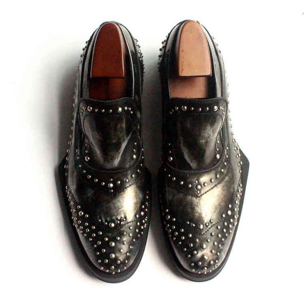 rivets handmade black oxfords cow leather wedding dress shoes men t stage formal business flats
rivets handmade black oxfords cow leather wedding dress shoes men t stage formal business flats