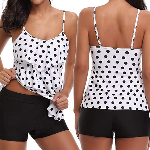 women's swimwear women 2 piece flounce printed with boyshorts tankini bikini set ladies sling print conservative split swimsuit, White;black
women's swimwear women 2 piece flounce printed with boyshorts tankini bikini set ladies sling print conservative split swimsuit, White;black