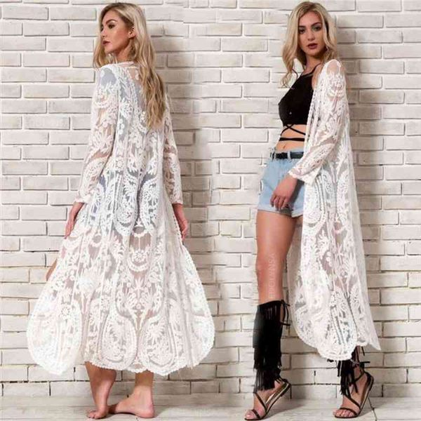 see through women and blouse plus size woman beachwear long sleeve kimono cardigan lace shirt robe de plage, White
see through women and blouse plus size woman beachwear long sleeve kimono cardigan lace shirt robe de plage, White