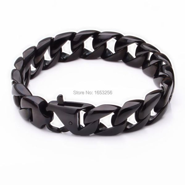 black plated curb cuban link bracelet chain stainless steel jewelry for men's gift 15mm 8.66'' link,
black plated curb cuban link bracelet chain stainless steel jewelry for men's gift 15mm 8.66'' link,