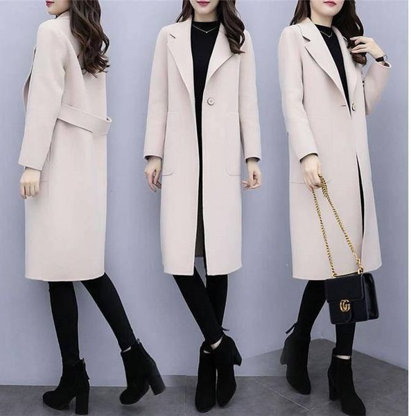 women's wool & blends woolen coat women korean version thickening 2021 autumn and winter clothing in the long paragraph over knee loose, Black
women's wool & blends woolen coat women korean version thickening 2021 autumn and winter clothing in the long paragraph over knee loose, Black