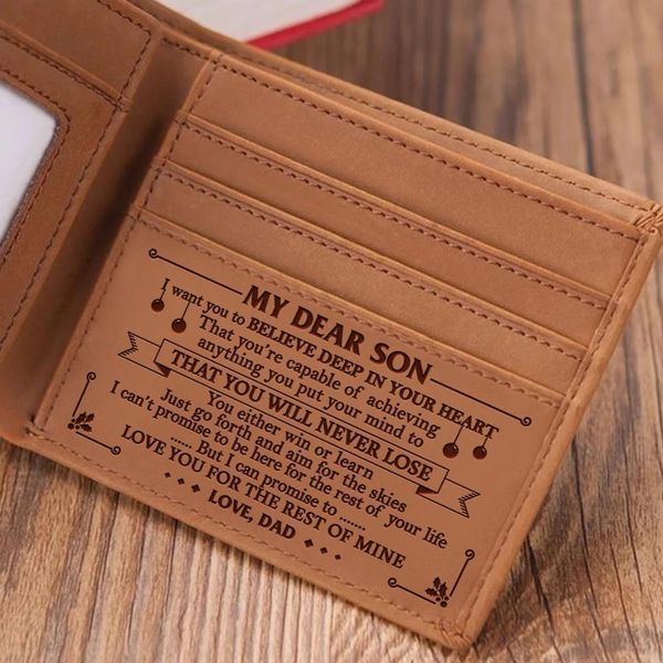 ve1001 dad to son mens boys wallet genuine engraving laser leather purse card holder bifold wallets purses retro from, Red;black
ve1001 dad to son mens boys wallet genuine engraving laser leather purse card holder bifold wallets purses retro from, Red;black