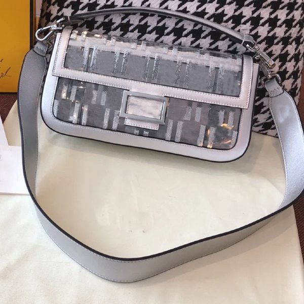 transparent pvc bag baguette handbag purse crossbody bags silver sequins embroidery f letter magnetic button clasp two detchable shoulder st
transparent pvc bag baguette handbag purse crossbody bags silver sequins embroidery f letter magnetic button clasp two detchable shoulder st