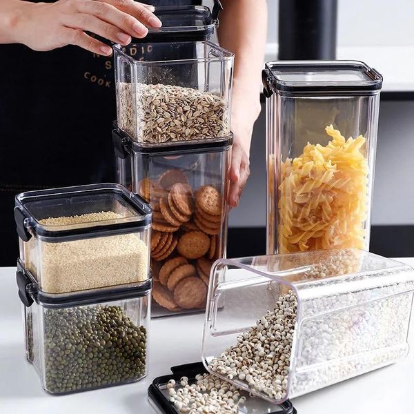 storage bottles & jars transparent plastic container with lids kitchen organizer and refrigerator multigrain box
storage bottles & jars transparent plastic container with lids kitchen organizer and refrigerator multigrain box