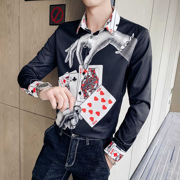 designer poker printing camisa masculina men shirt long sleeve casual shirts streetwear socia slim fit dress shirt blouse 210527, White;black
designer poker printing camisa masculina men shirt long sleeve casual shirts streetwear socia slim fit dress shirt blouse 210527, White;black