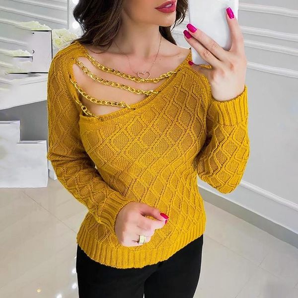 women's sweaters women fashion casual long sleeve pullovers brief cozy chain desig sweater for warm knitted, White;black
women's sweaters women fashion casual long sleeve pullovers brief cozy chain desig sweater for warm knitted, White;black