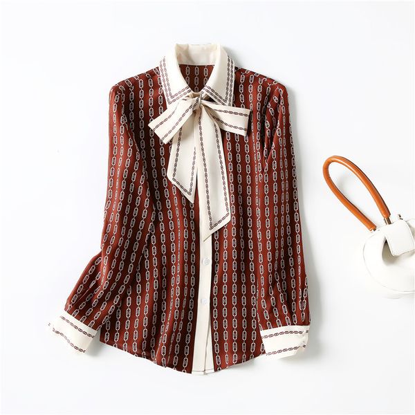 women's blouses & shirts european and american women's clothing the spring long sleeved bow chain print fashion silk shirt ch5h, White
women's blouses & shirts european and american women's clothing the spring long sleeved bow chain print fashion silk shirt ch5h, White
