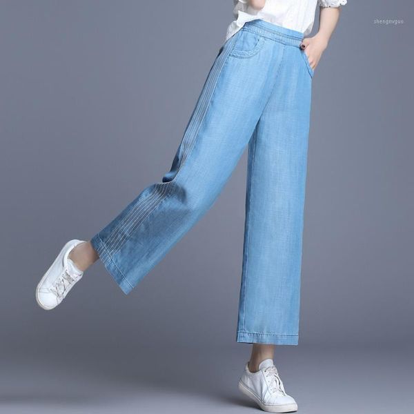 women's jeans summer woman loose high waist thin wide leg 2021 plus size mom lace side stripe pants, Blue
women's jeans summer woman loose high waist thin wide leg 2021 plus size mom lace side stripe pants, Blue