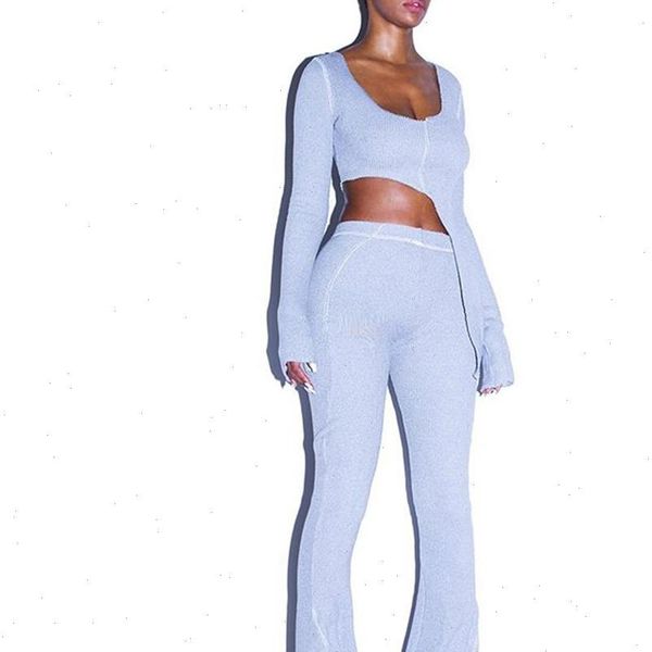 fashion 2 two women tracksuits piece set ribbed v neck long sleeve and matching pants sexy, Gray
fashion 2 two women tracksuits piece set ribbed v neck long sleeve and matching pants sexy, Gray