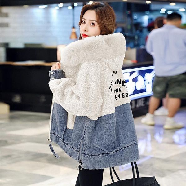 winter women's jean jackets plus velvet thickened streetwear fashion casual patchwork hooded fur collar warm coat, Black;brown
winter women's jean jackets plus velvet thickened streetwear fashion casual patchwork hooded fur collar warm coat, Black;brown