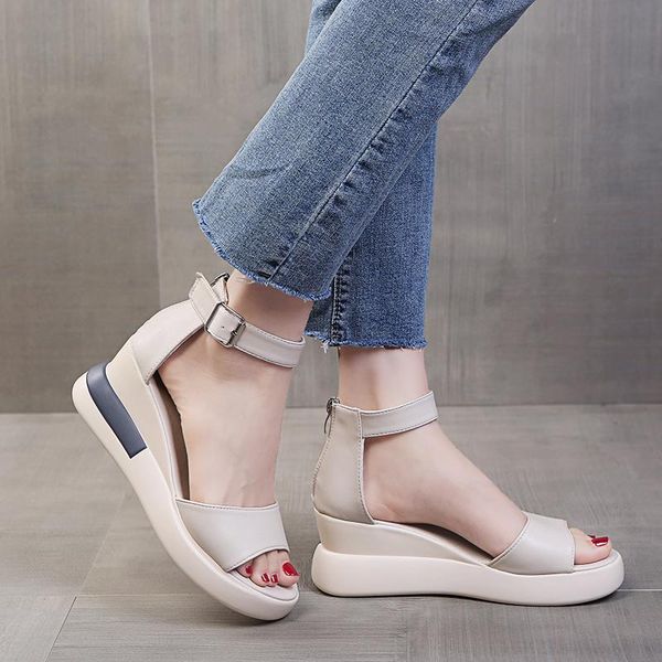 sandals summer women ankle-warp platform wedge heel open toe height increasing buckle zip leisure casual shoes ladies female, Black
sandals summer women ankle-warp platform wedge heel open toe height increasing buckle zip leisure casual shoes ladies female, Black