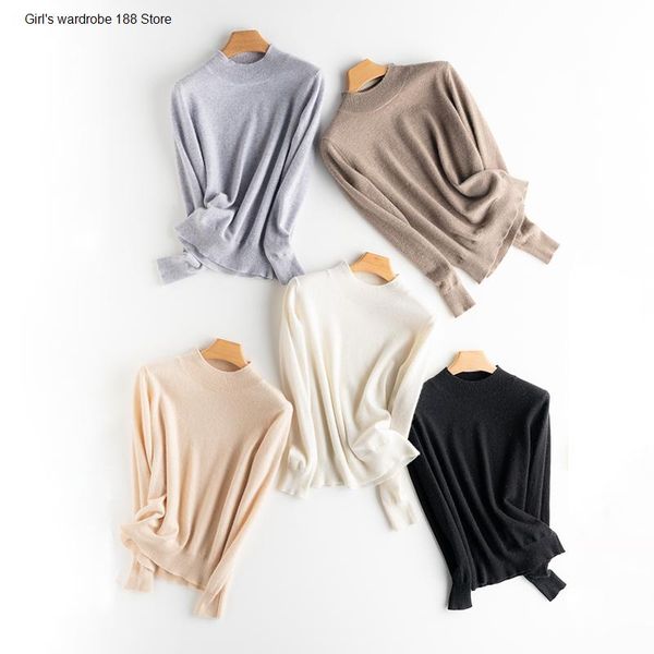women's knits & tees cashmere sweater pure semi-turtleneck autumn and winter short slim knitted base top, White
women's knits & tees cashmere sweater pure semi-turtleneck autumn and winter short slim knitted base top, White