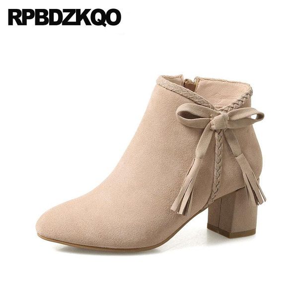 boots short pointed toe shoes women ankle medium heel autumn designer fall booties thick bow genuine leather suede high chunky, Black
boots short pointed toe shoes women ankle medium heel autumn designer fall booties thick bow genuine leather suede high chunky, Black