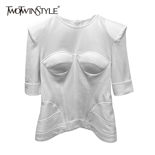 twowinsyle white casual slim shirt for women o neck half sleeve back patchwork zipper solid shirts female summer ide 210524
twowinsyle white casual slim shirt for women o neck half sleeve back patchwork zipper solid shirts female summer ide 210524