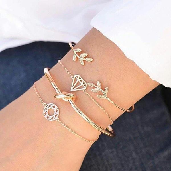 bangle bohemia gold geometric leaf diamond link chain bracelet for women fashion knot opening adjustable bracelets femme jewelry, Black
bangle bohemia gold geometric leaf diamond link chain bracelet for women fashion knot opening adjustable bracelets femme jewelry, Black