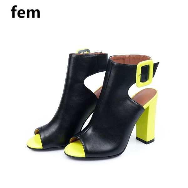 boots fem sandals women sling back booties chunky heels peep-toe bootie mixed color big buckle fashion summer shoes ladies, Black
boots fem sandals women sling back booties chunky heels peep-toe bootie mixed color big buckle fashion summer shoes ladies, Black
