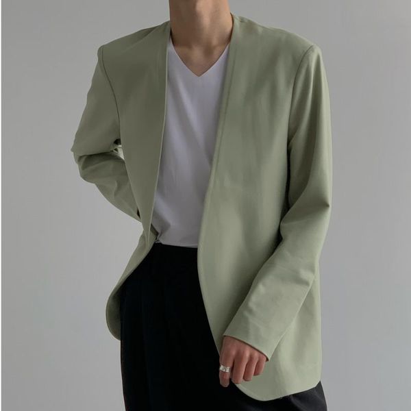 men's suits & blazers wear tide koean casual collarless suit coat for male 2021 autumn fashion loose simple long sleeve, White;black
men's suits & blazers wear tide koean casual collarless suit coat for male 2021 autumn fashion loose simple long sleeve, White;black