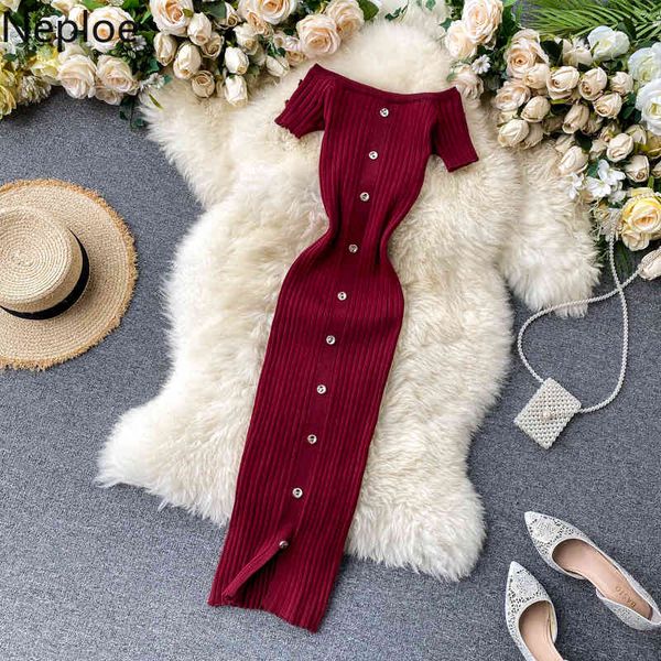 neploe knitted single breasted dress women slash neck sleeveless ladies vestidos elegant slim stretch waist bodycon dresses 210423, Black;gray
neploe knitted single breasted dress women slash neck sleeveless ladies vestidos elegant slim stretch waist bodycon dresses 210423, Black;gray