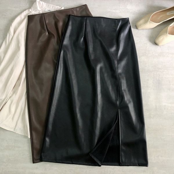 autumn winter elegant pu leather skirt high waist fleece lady bag hip pencil women long straight one-step s 210420, Black
autumn winter elegant pu leather skirt high waist fleece lady bag hip pencil women long straight one-step s 210420, Black