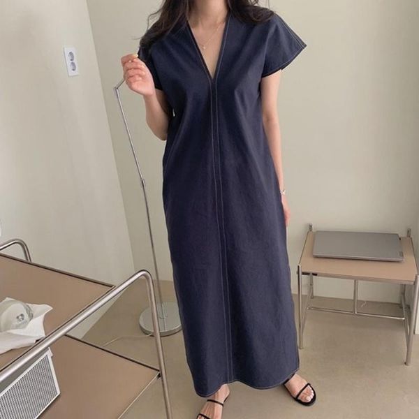 party dresses 2021 summer japanese style simplicity v-neck split fork casual loose solid color women's dress fashion, White;black
party dresses 2021 summer japanese style simplicity v-neck split fork casual loose solid color women's dress fashion, White;black