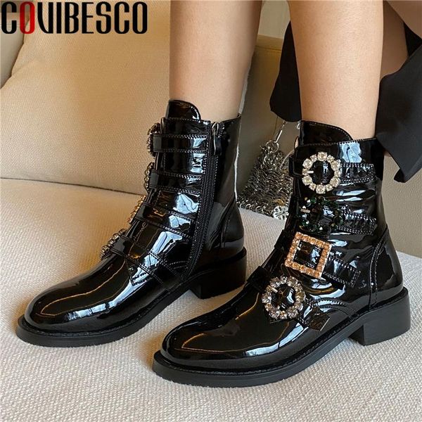 boots covibesco autumn winter casual women ankle genuine leather thick heels shoes woman fashion rhinestone buckle zipper, Black
boots covibesco autumn winter casual women ankle genuine leather thick heels shoes woman fashion rhinestone buckle zipper, Black