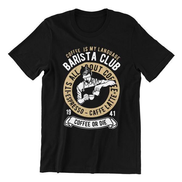coffee is my language, barista club - men's black cotton t-shirt, White;black
coffee is my language, barista club - men's black cotton t-shirt, White;black