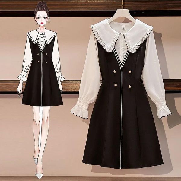 casual dresses 2021 autumn dress ladies doll collar flared sleeve mid-length waist slimming stitching, Black;gray
casual dresses 2021 autumn dress ladies doll collar flared sleeve mid-length waist slimming stitching, Black;gray